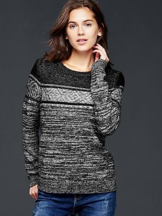 Marled mixed-pattern pullover sweater | Gap US