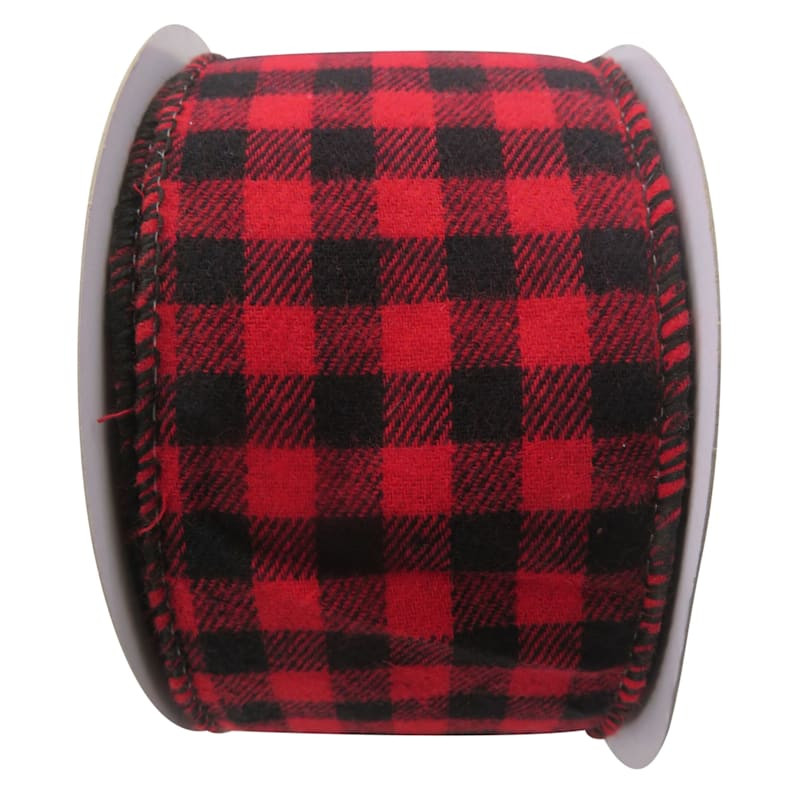2.5" Red Buffalo Plaid Ribbon, 10yd | At Home