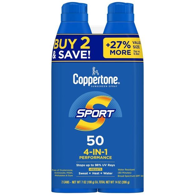 Coppertone Sport Sunscreen Spray - SPF 50 - 2pk | Target