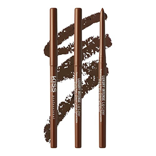 KISS NEW YORK Professional Lip Liner, Long-Lasting Luxury Intense Lipliner, Creamy Retractable Easy to Use Richly Pigmented Lip Liner Pencil 3 PCS (Dark Brown) | Amazon (US)