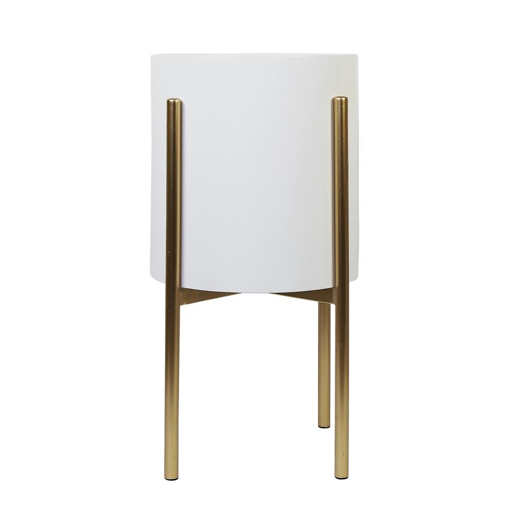 Stratton Home Decor White and Gold Metal Plant Stand, White/Gold | The Home Depot