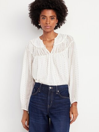 Split-Neck Chiffon Top | Old Navy (US)