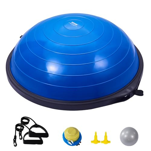 VEVOR 26-inch Half Exercise Ball Trainer, 1500 lbs Capacity Balance Ball, Includes Resistance Bands and Pump, Ideal for Full Body Workouts, Yoga, and Strength Training at Home Gym, Blue | Amazon (US)