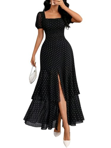 GothDark Polka Dot Dress for Women Cruise Outfits for Women 2026 Wedding Guest Dress with Sleeves Black Medium Fits US Size 6 | Amazon (US)