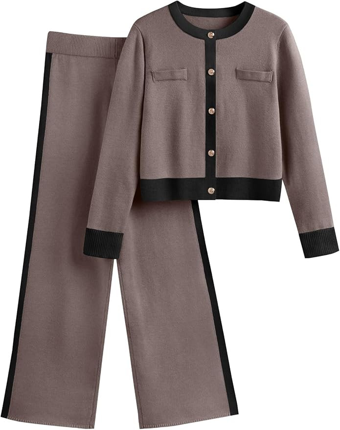 LILLUSORY Womens 2 Piece Sets Lounge Matching Cardigan Sweaters and Wide Leg Pants 2024 Fall Fash... | Amazon (US)