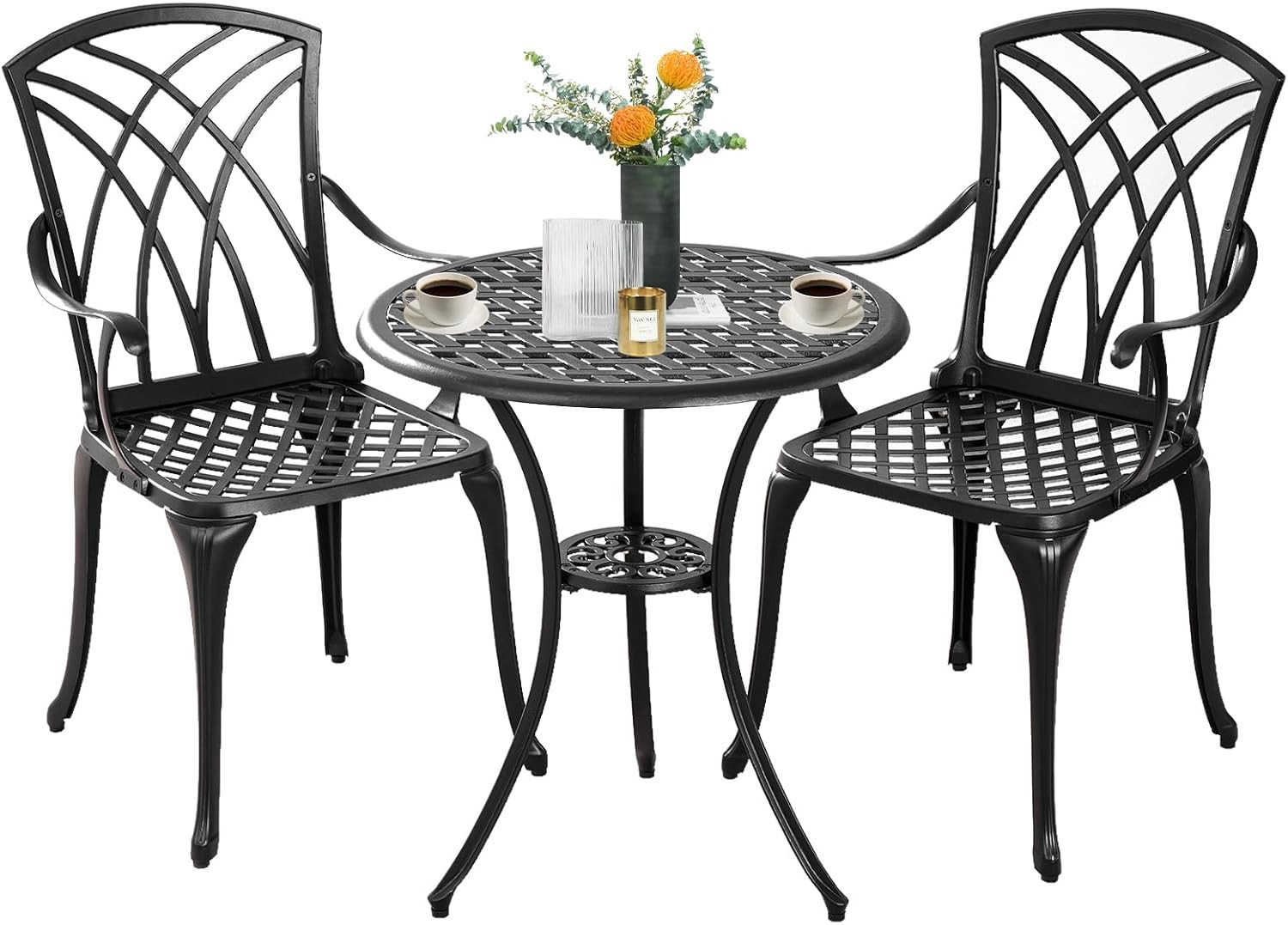 Bistro Set 3 Piece Outdoor,Cast Aluminum Outdoor Bistro Set,All Weather Bistro Table and Chairs S... | Amazon (US)