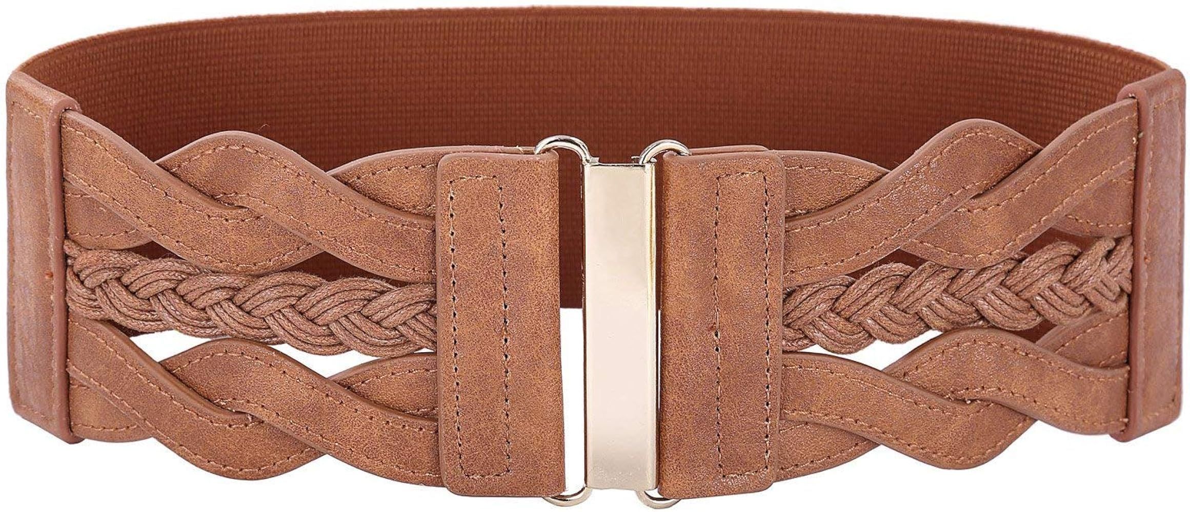 Fashion Wide Belt Braided Leatherette Women Cinch Belt (Brown, M) at Amazon Women’s Clothing st... | Amazon (US)