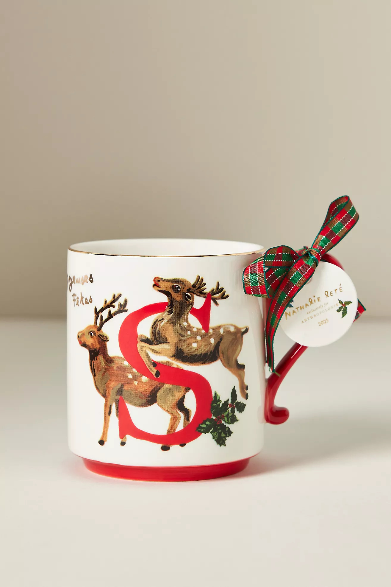 Nathalie Lete Stoneware Holiday Monogram Mug | Anthropologie (US)