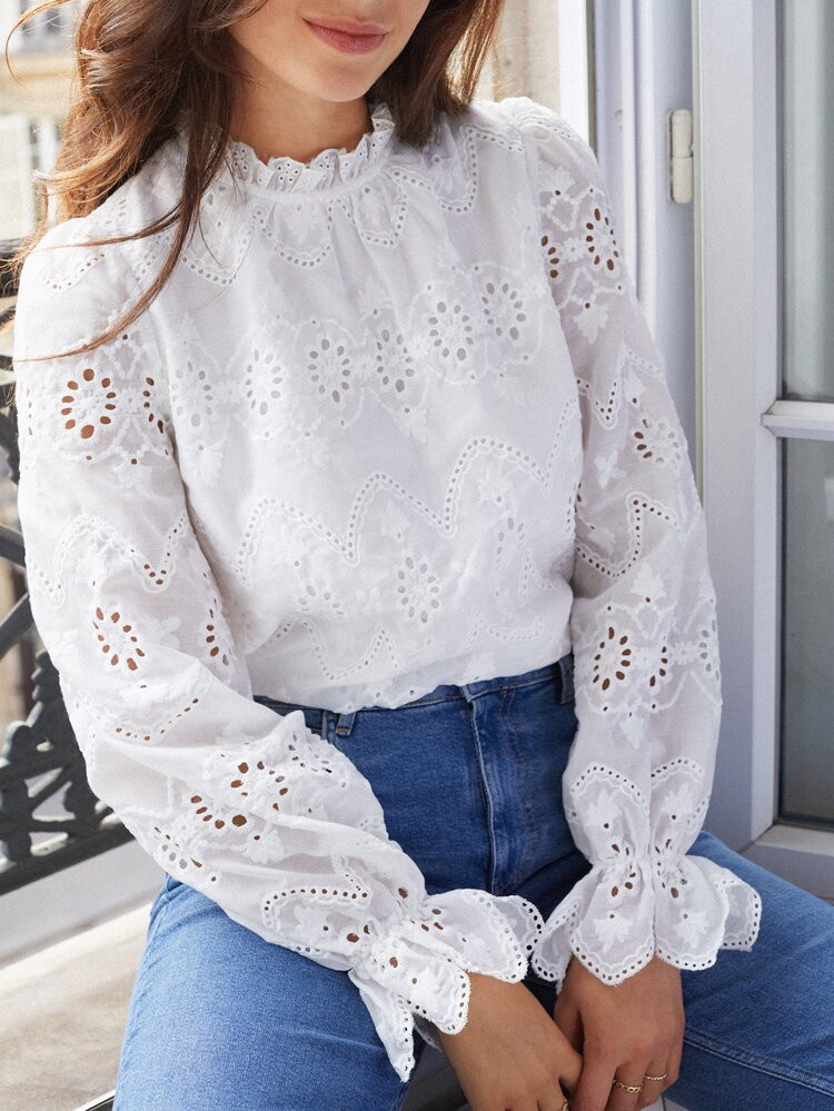 New
     
      SHEIN Frenchy Flounce Sleeve Schiffy Blouse | SHEIN