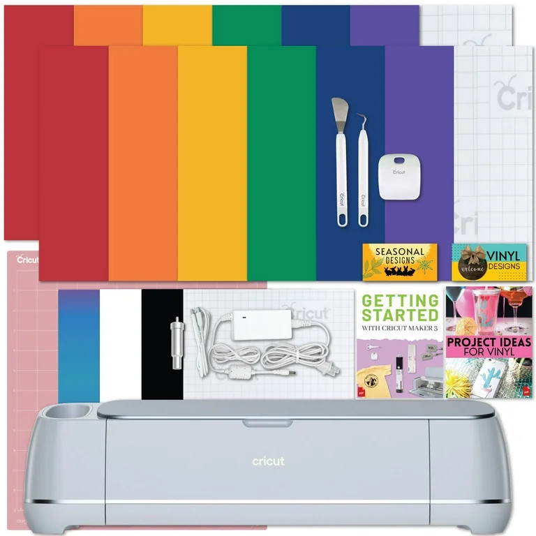 Cricut Maker 3 Electric Die-Cutting Machine with Rainbow Vinyl and Tools Bundle | Walmart (US)