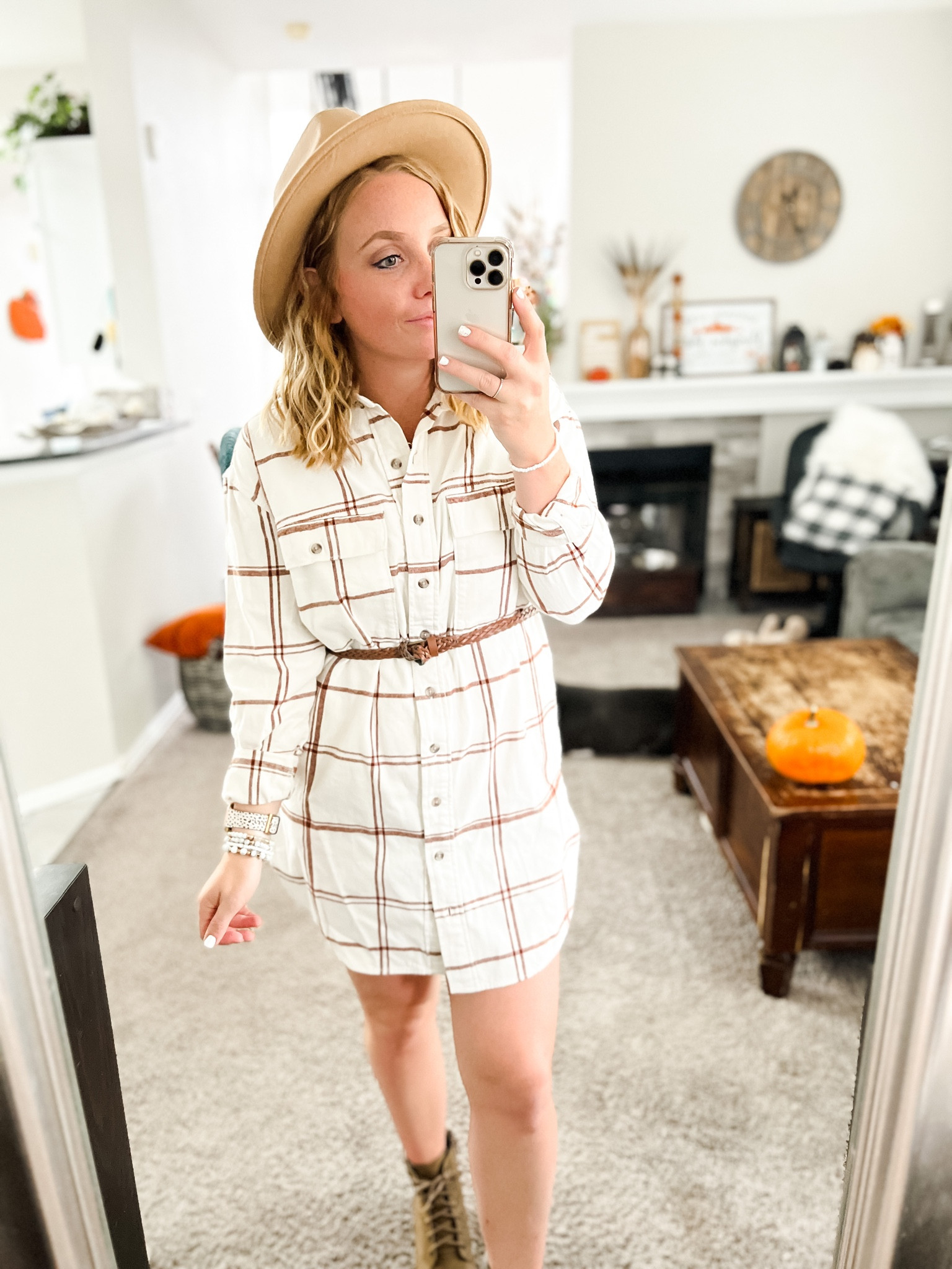 Target shacket, plaid button down shirt, shacket, beige shacket, beige plaid, target fall fashion, target finds, midsize, size 6 

#LTKSeasonal #LTKstyletip #LTKunder50