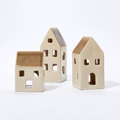 3pc Ceramic House Tea Light Holder - Threshold&#8482; designed with Studio McGee | Target