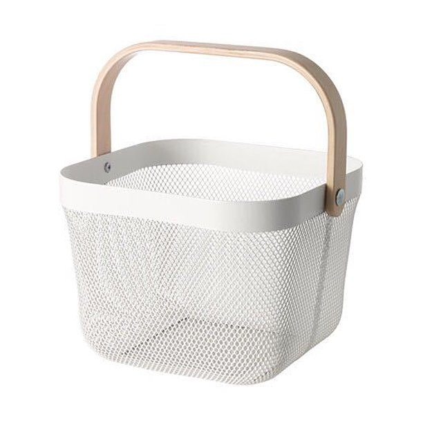 CreativeArrowy Multi-color Metal Mesh Basket, Supermarket Shopping Basket, Wooden Handle Storage ... | Walmart (US)