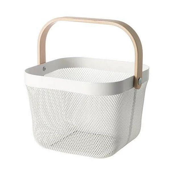 CreativeArrowy Multi-color Metal Mesh Basket, Supermarket Shopping Basket, Wooden Handle Storage ... | Walmart (US)
