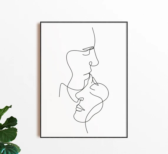 One Line Art Couple, DOWNLOAD INSTANT, Line Art Couple, Minimalist Wall Art, Face Line Art, Coupl... | Etsy (US)