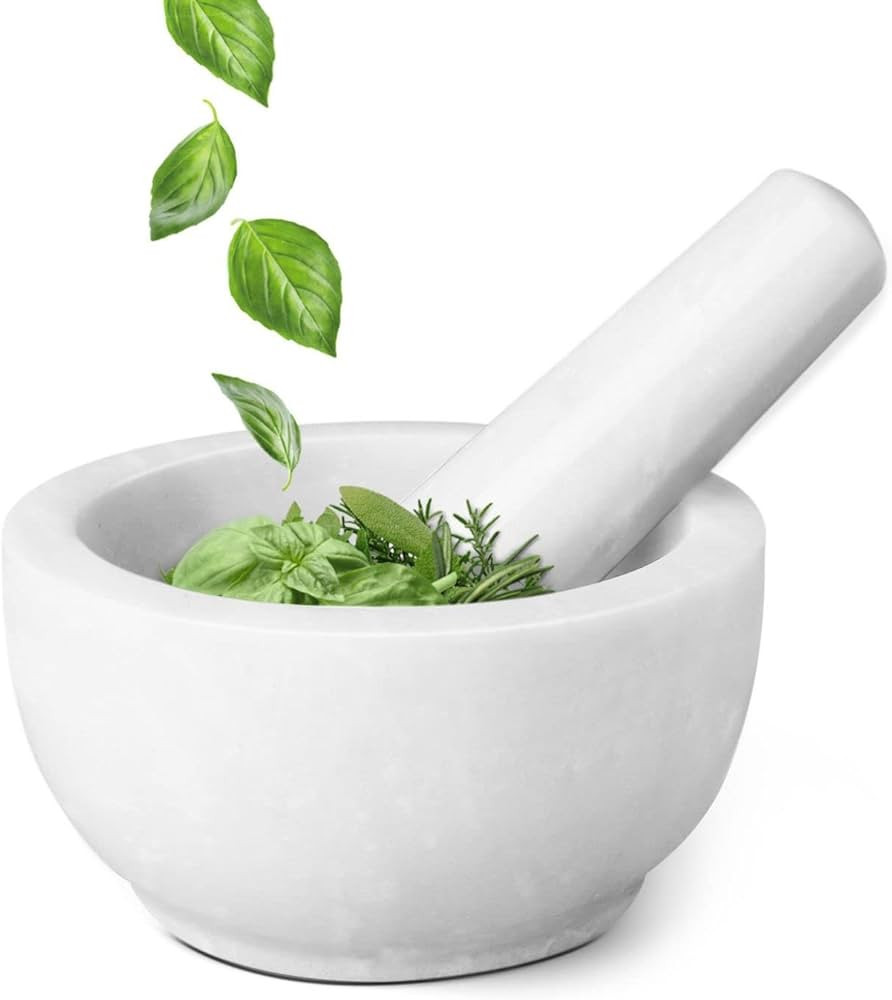 Flexzion Marble Mortar and Pestle Set - Solid Granite Stone Grinder Bowl Holder 5.5 Inch for Guac... | Amazon (US)