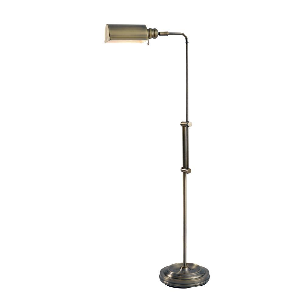 Kenroy Home Denton 50 in. Antique Brass Floor Lamp with Adjustable Height | The Home Depot