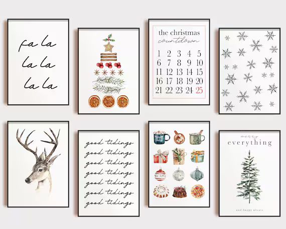 cozy christmas decor | 20 christmas wall art printables | christmas prints | christmas decoration... | Etsy (US)