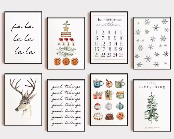 cozy christmas decorations | 20 christmas wall art printables | christmas prints | christmas deco... | Etsy (US)