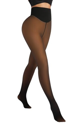 MERYLURE One Seam Fleece Lined Tights Women Fake Sheer Thermal Leggings Tummy Control Butt Lifting Winter Warm Pantyhose | Amazon (US)