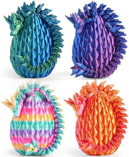 8" 3D Printed Dragon Eggs, Easter Basket Stuffers for Kids and Teens, Articulated Dragon Toys for... | Amazon (US)