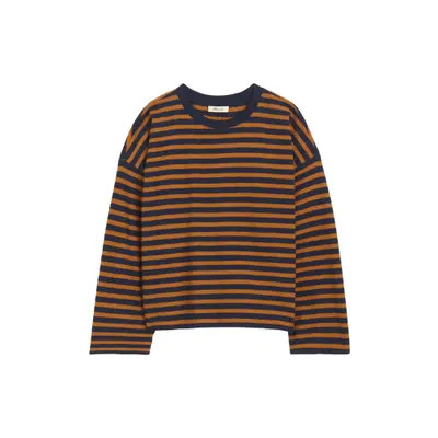 Madewell Easy Stripe Long Sleeve Top in Navy Stripe at Nordstrom, Size Small | Nordstrom