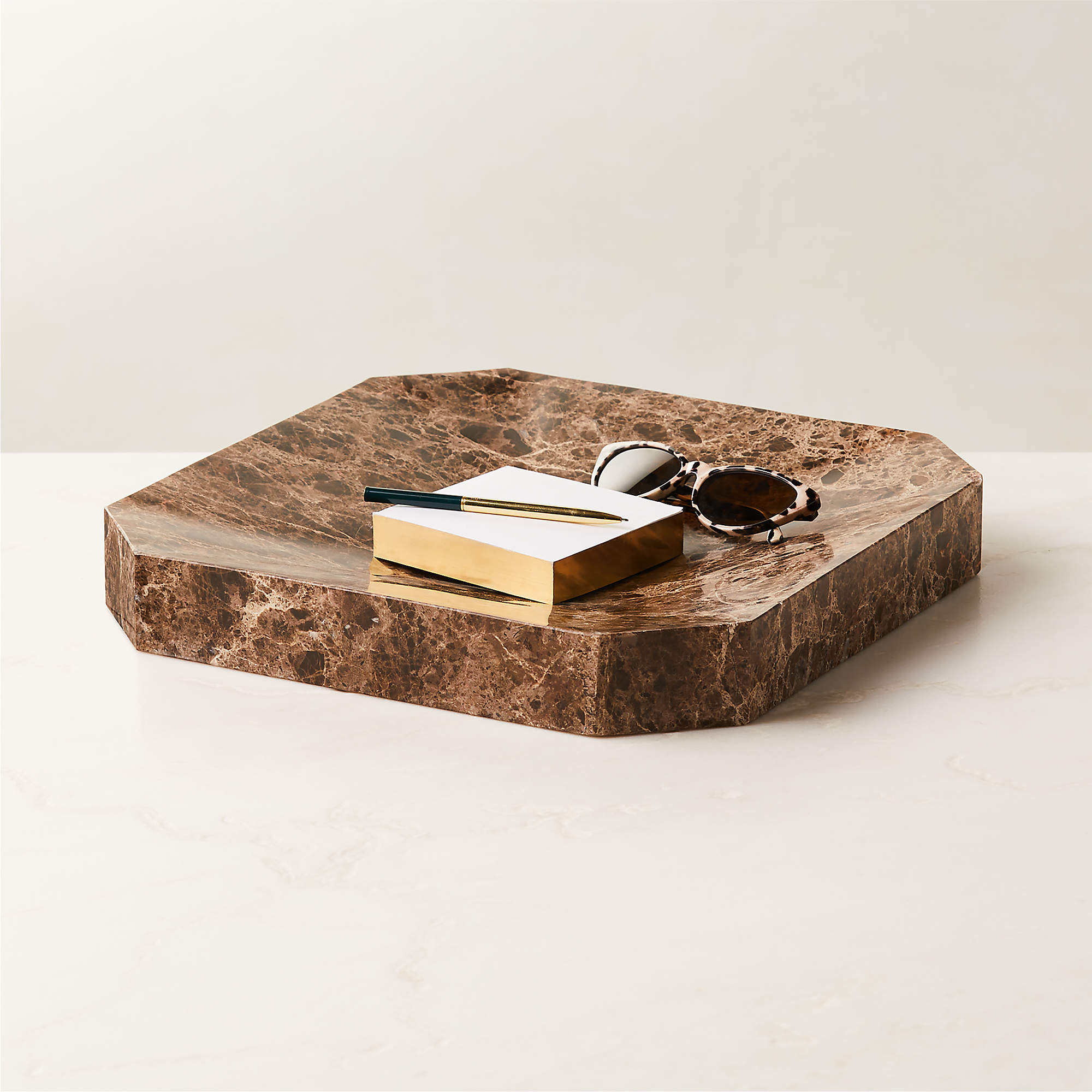 Thayne Brown Marble Catchall + Reviews | CB2 | CB2