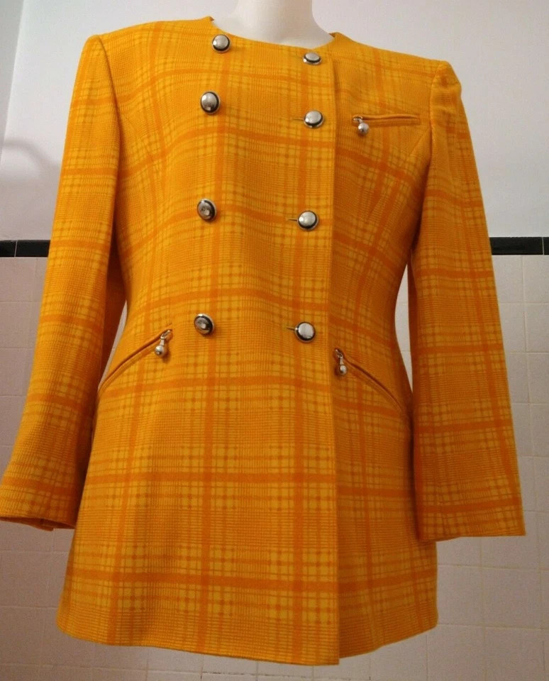 Escada Margaretha Ley Orange/Yellow Plaid Blazer Jacket Euro 38 US 8 Vtg ? $1260  | eBay | eBay US