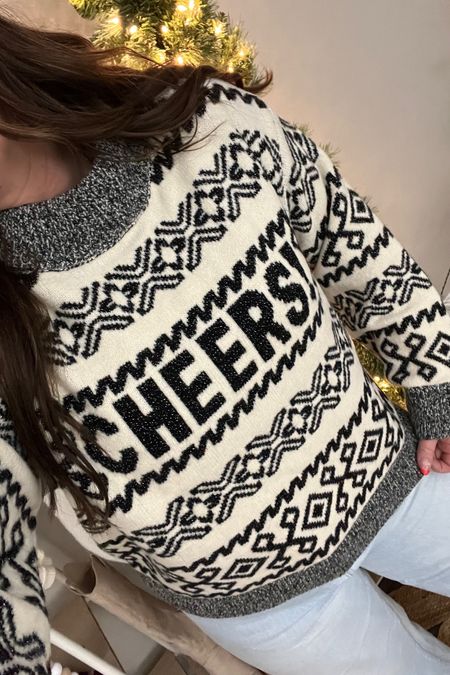 Cheers sweater on sale for $17.50!! This sis going to be adorable for new years! I sized up to xl so it would be cozy 

#LTKSeasonal #LTKHoliday #LTKmidsize