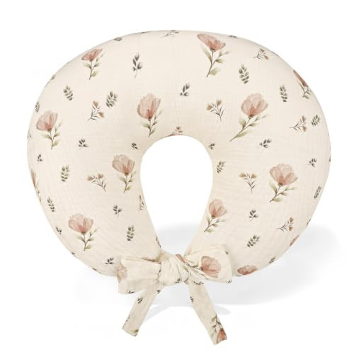 SWESEN Muslin Nursing Pillow Covers, Ultra Soft Cotton Nursing Cover for Breastfeeding Pillows, Extended Adjustable Strap, Hidden Zipper, Floral | Amazon (US)