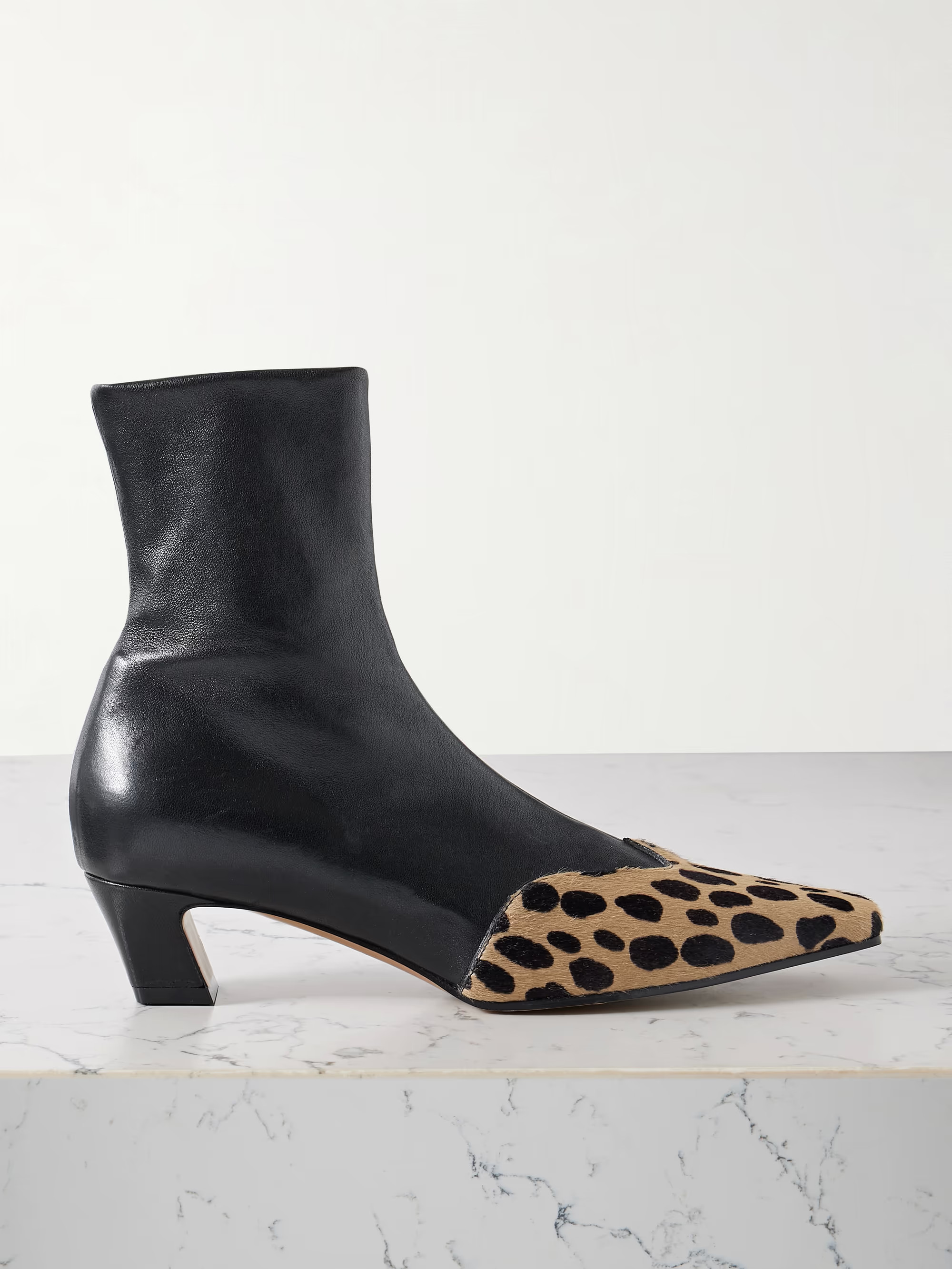 Nevada leather and leopard-print calf hair ankle boots | NET-A-PORTER (US)