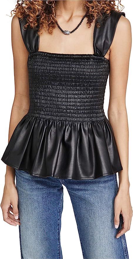 STAUD Women's Ida Faux Leather Top | Amazon (US)