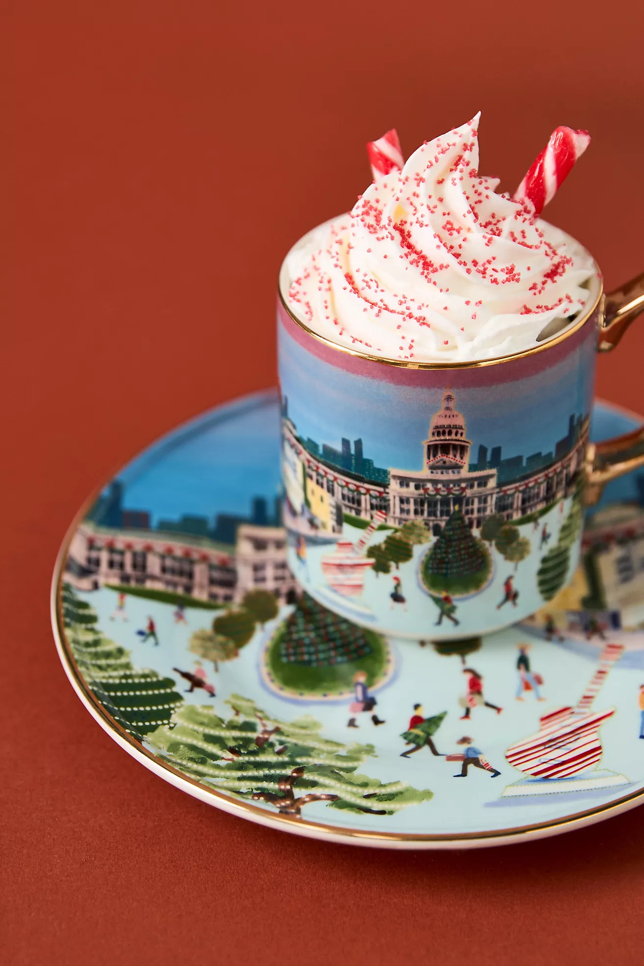 Holiday In the City Stoneware Dessert Plate | Anthropologie (US)