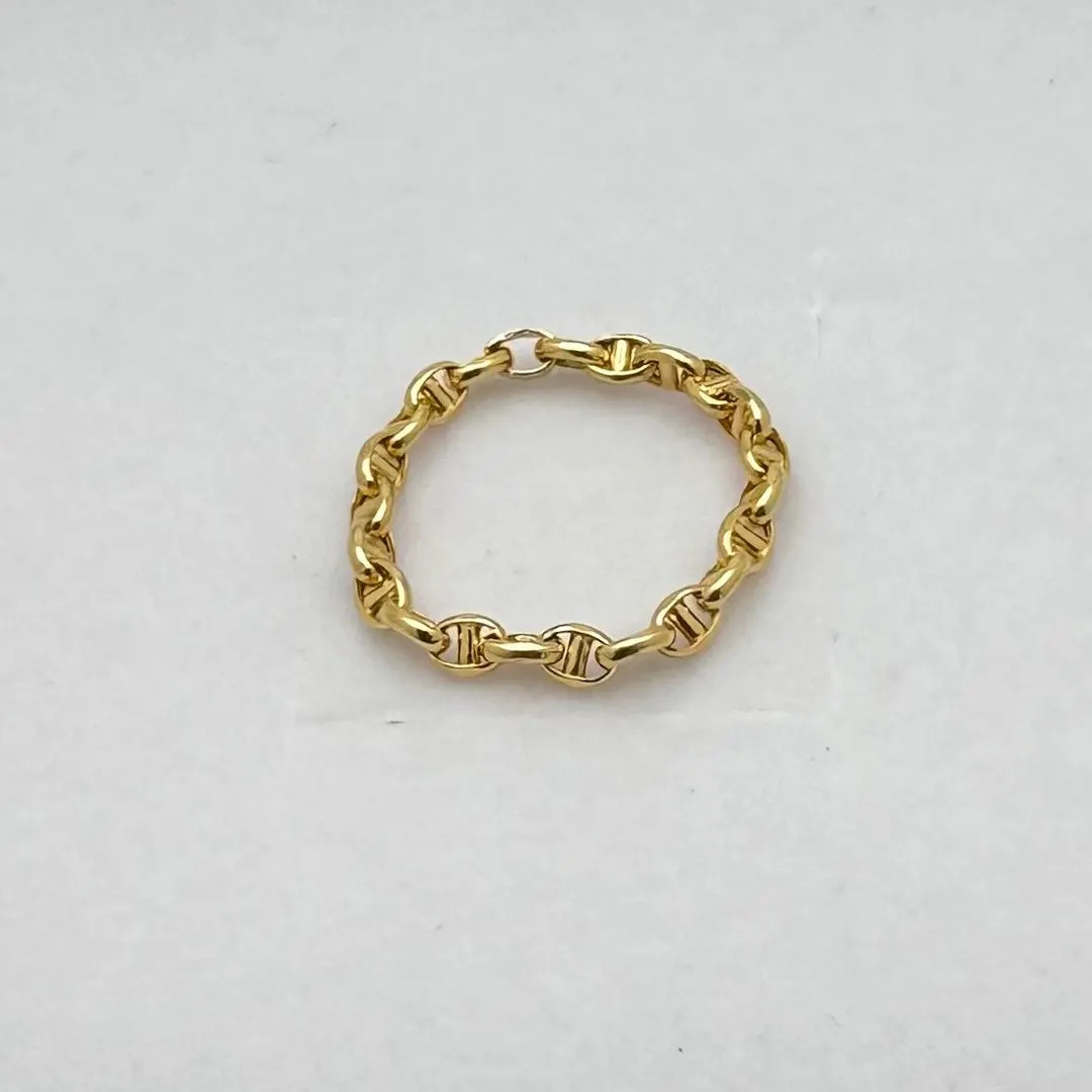 18k Solid Yellow Gold Mariner Chain Link Ring, Unisex 3MM Mariner Anchor Gold Chain Ring , 18k Re... | Etsy (US)