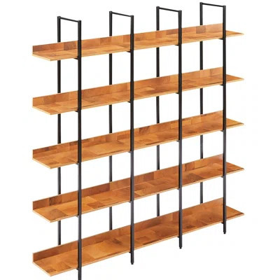 Five Tier Open Bookcase In Vintage Industrial Fashion, Board And Steel Frame, Large Capacity For Personal Items, - Dumping Feature, Easy Assembly Book | Wayfair North America