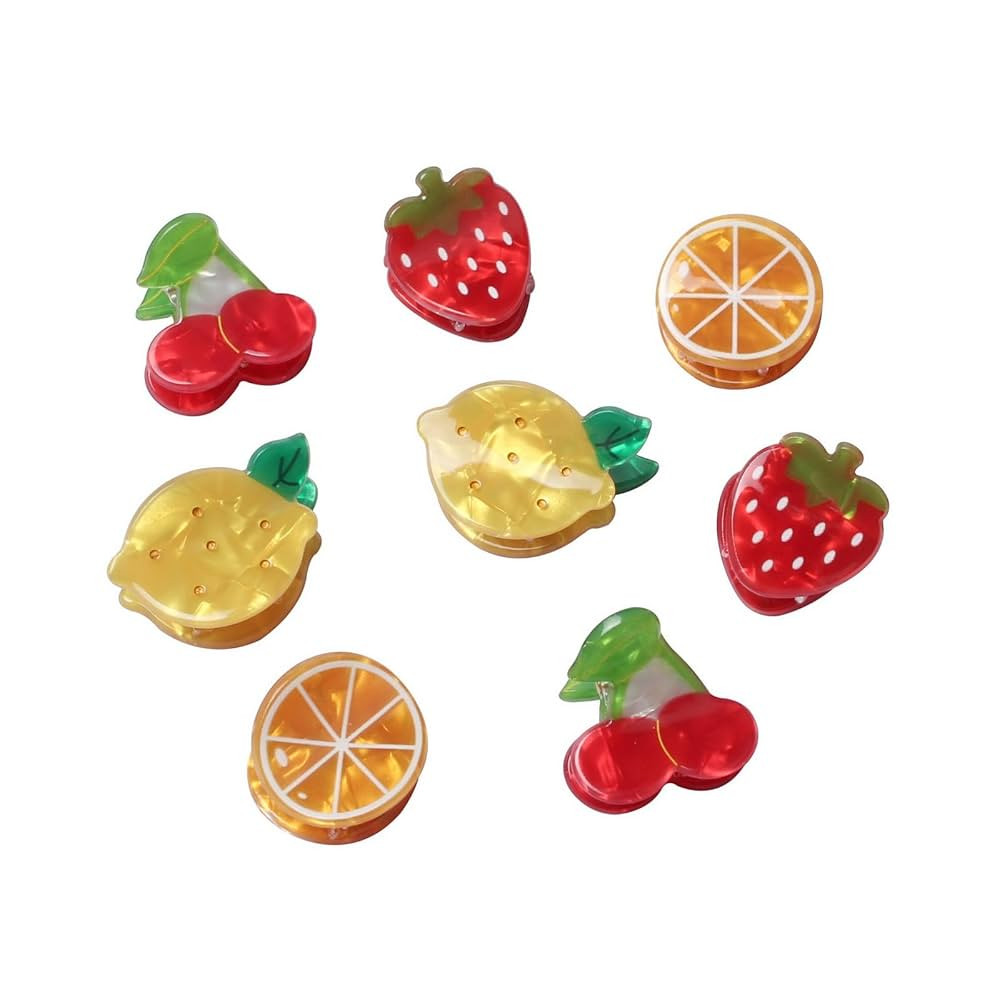 8PK Mini Fruit Hair Claw Clips for Girls Cute Cherry Lemon Strawberry Orange Hair Clip Fun Summer... | Amazon (US)