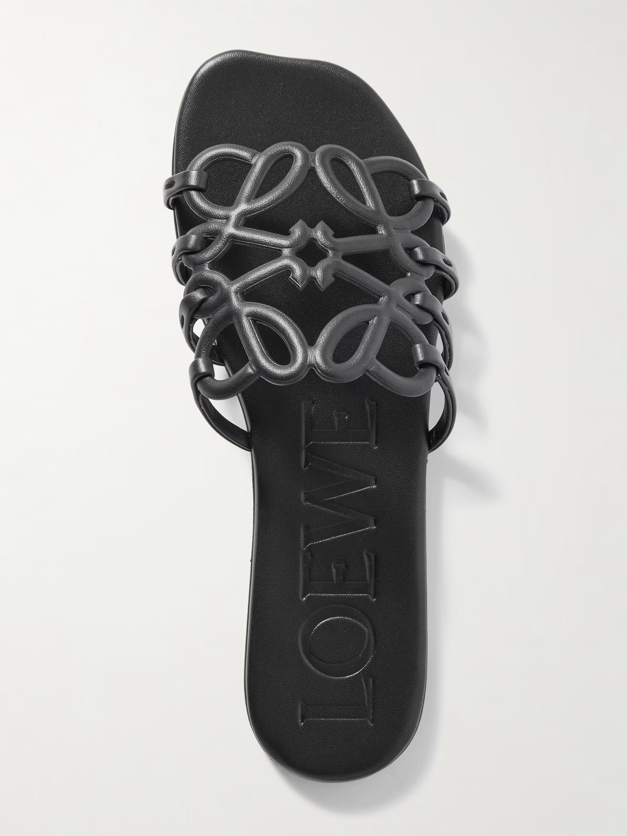 LOEWE - Petal Anagram Leather Slides - Black | NET-A-PORTER (US)