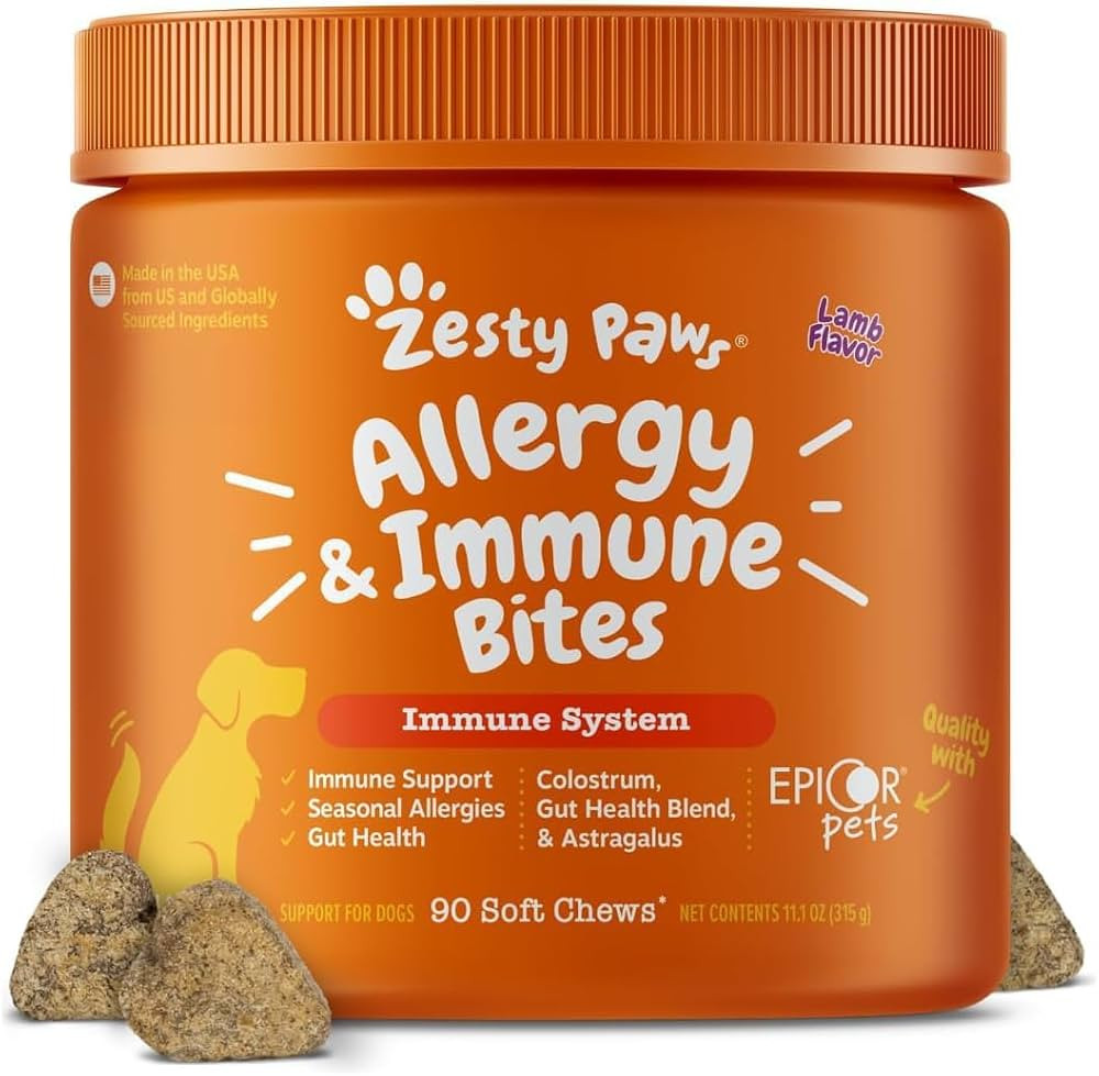 Zesty Paws Allergy Immune Bites - Dog Allergy Chews, Dog Probiotics for Itchy Skin and Ears, Lamb... | Amazon (US)