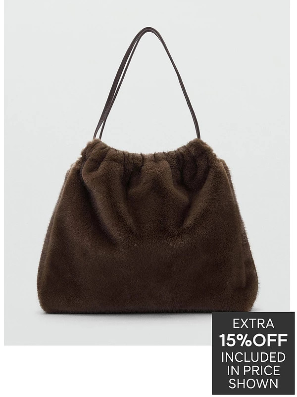 Mango Faux Fur Tote Bag | Very (UK)