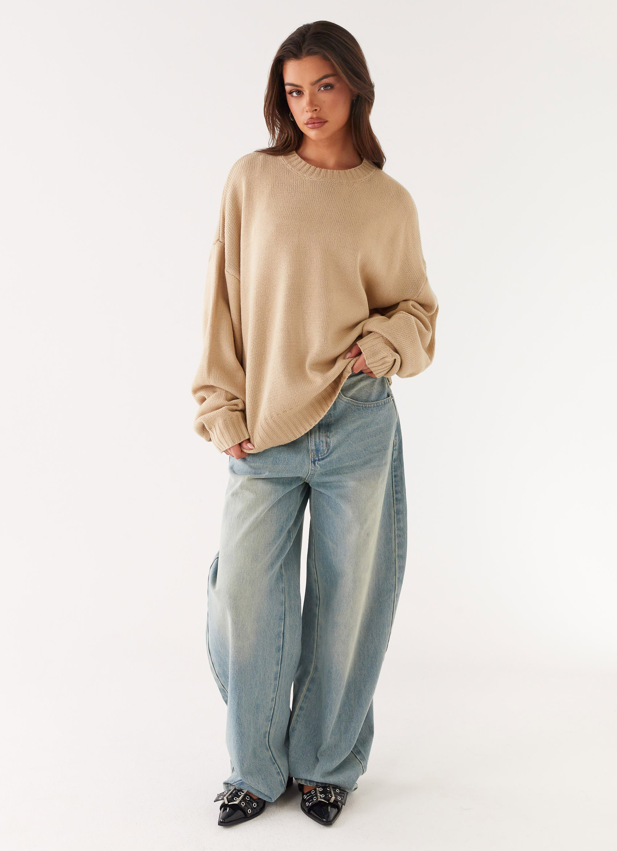Emma Oversized Sweater - Beige | Peppermayo (Global)