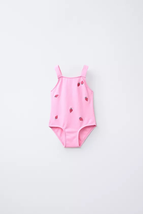 2-6 YEARS / EMBROIDERED STRAWBERRY ONE-PIECE SWIMSUIT | Zara US