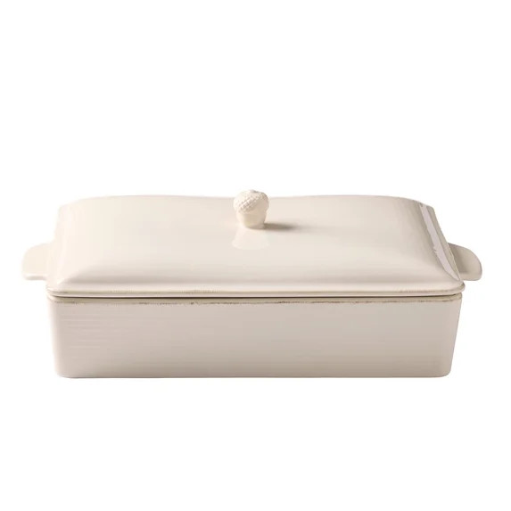 Better Homes & Gardens 15.5-Inch Artisan Cream Stoneware Roasting Dish with Lid | Walmart (US)