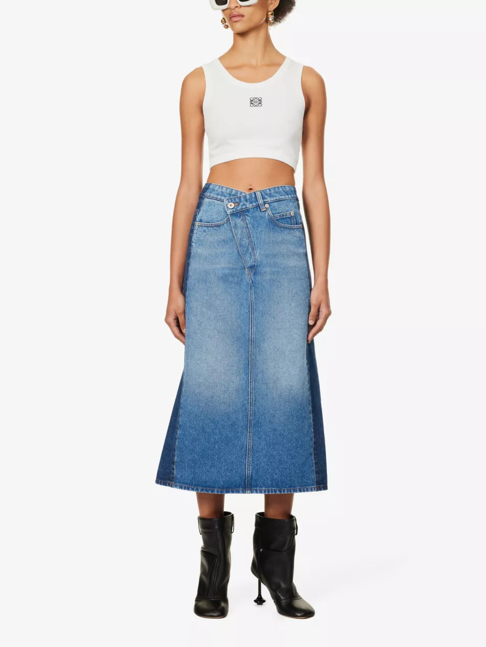 Anagram-embroidered slim-fit stretch-cotton top | Selfridges