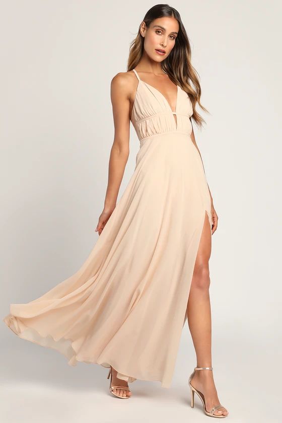Love and Dreams Pale Blush Sleeveless Empire Waist Maxi Dress | Lulus (US)