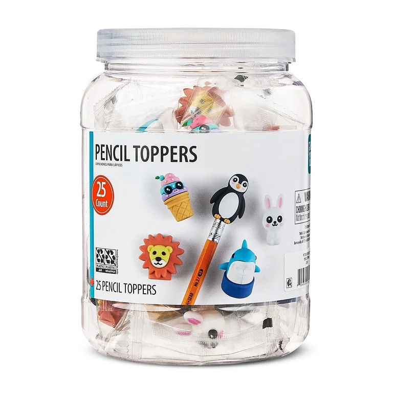 Pen+Gear Pencil Toppers Teacher Reward Bucket, Assorted Designs, 25 Count | Walmart (US)