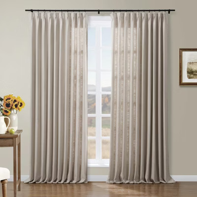 TWOPAGES Linen Blend Room Darkening Drape Pinch Pleat Lined Curtain, Burlywood Birch, 1 Panel, 26"x102" | Target