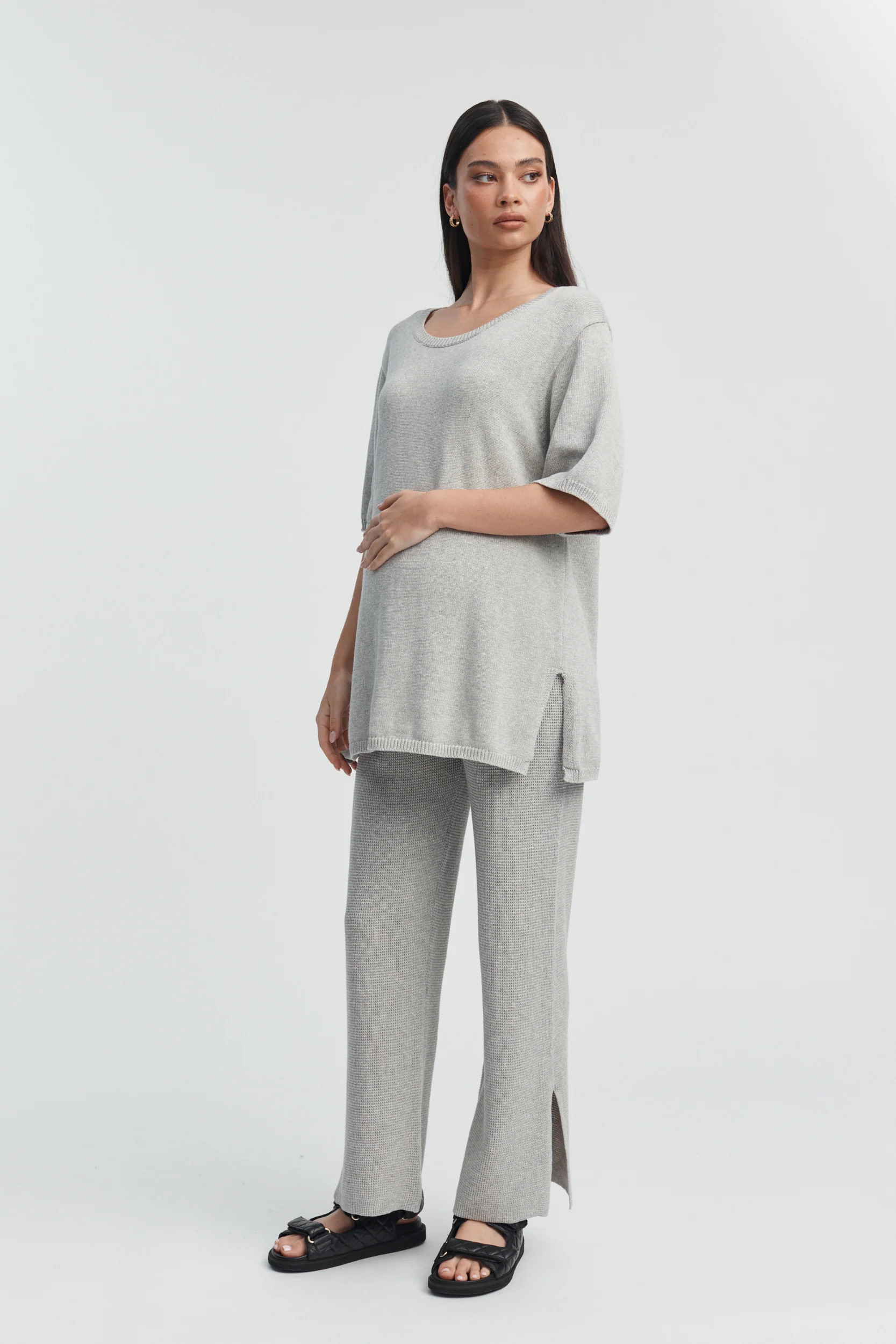 Poppy Cotton Knit Tee (Grey Marle) | Legoe Heritage Maternity APAC