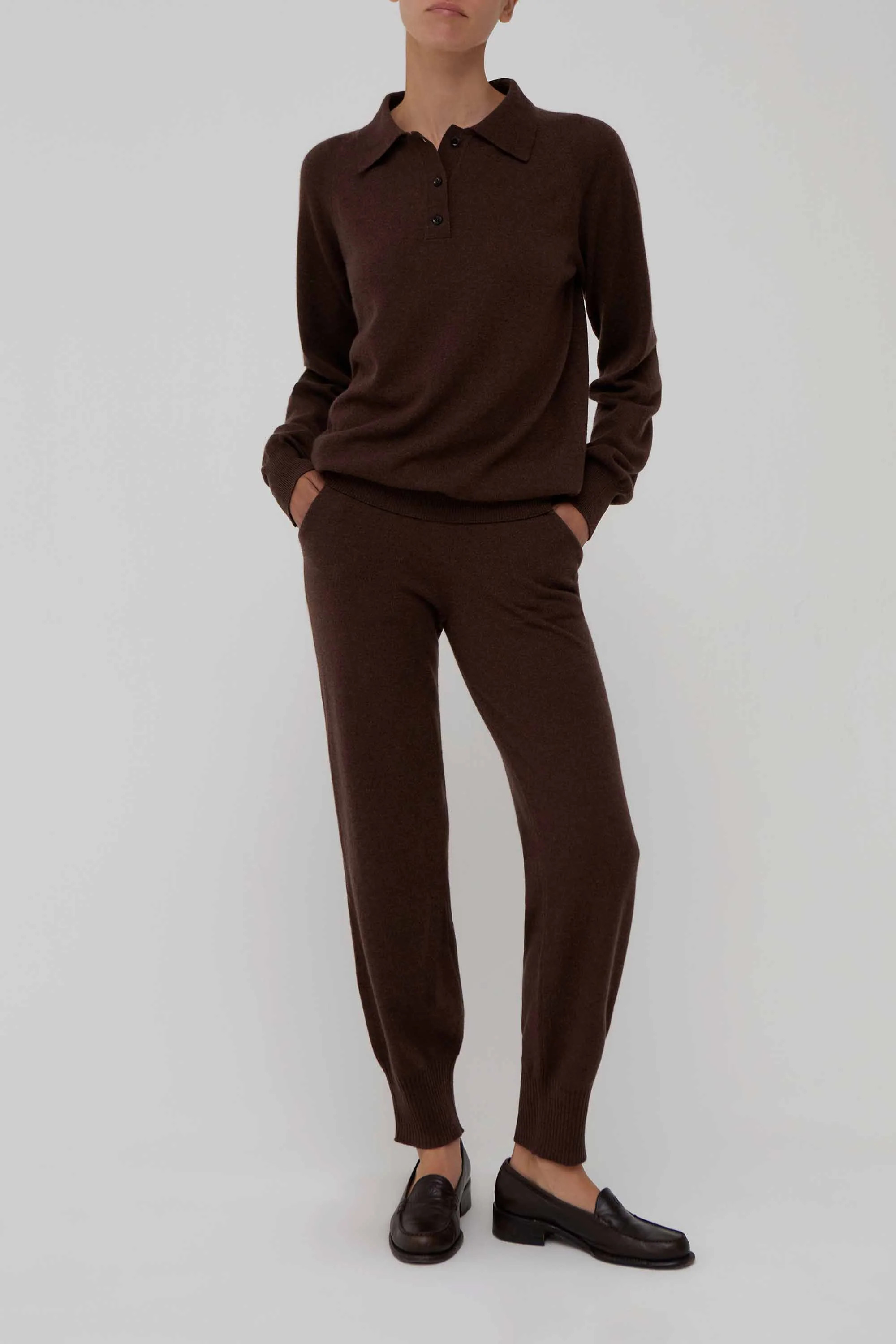 Heritage Travel Cashmere Polo in Brown | Amiya
