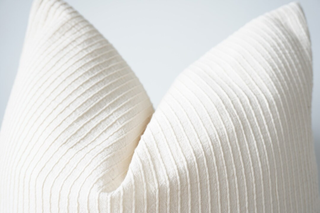 White Cream Striped Pillow Cover - Etsy | Etsy (US)