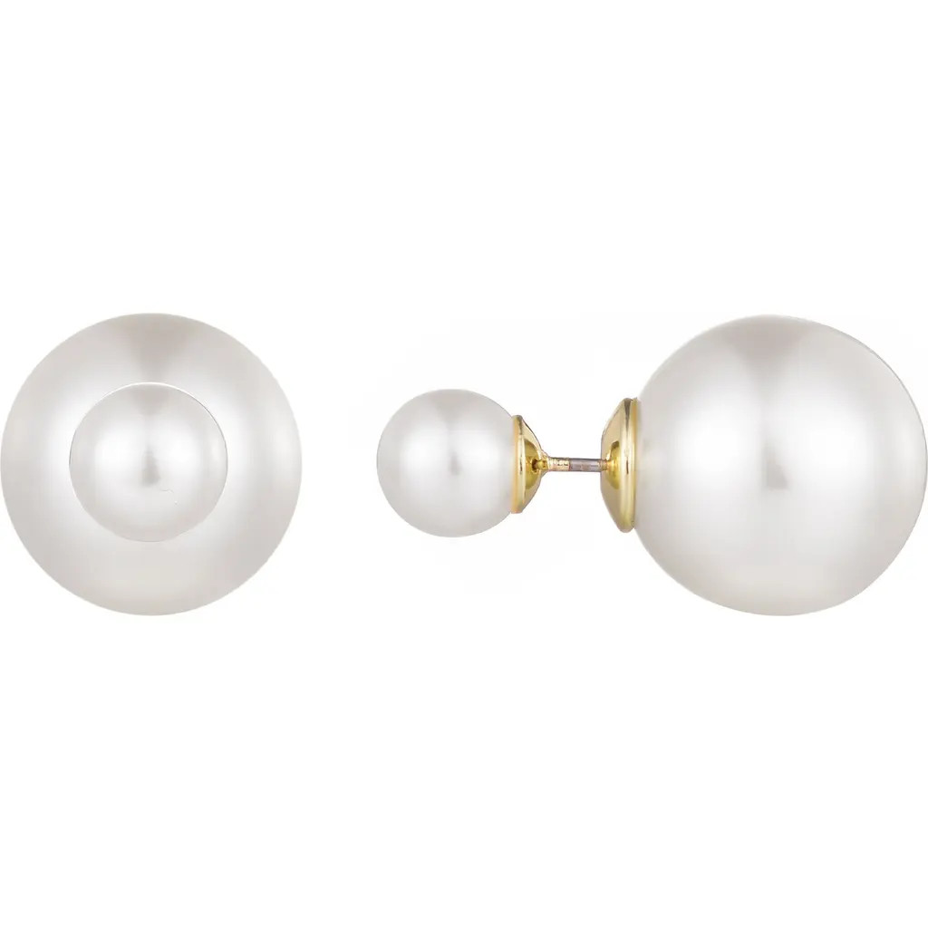Adornia Faux Pearl Front/Back Stud Earrings in White at Nordstrom Rack | Nordstrom Rack
